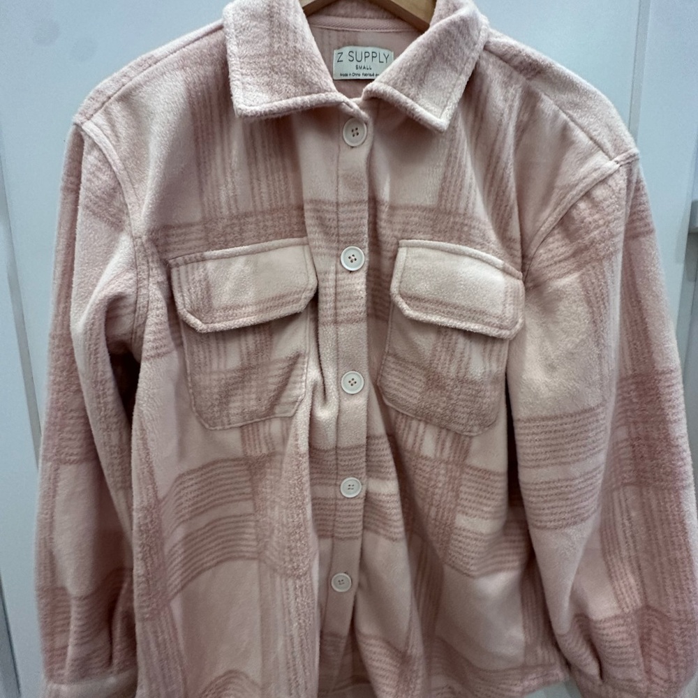 Z Supply Women's Soft Pink Plaid Jacket